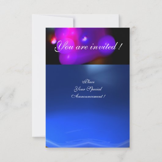 QUANTUM BUBBLE MONOGRAM paarse blauwe rsvp Kaart (Achterkant)