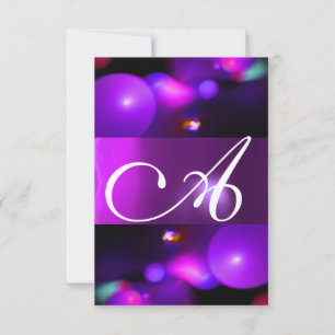QUANTUM BUBBLE MONOGRAM paarse rsvp Kaart