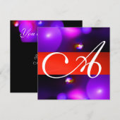 QUANTUM BUBBLE MONOGRAM rood zwart paars Kaart (Voorkant / Achterkant)