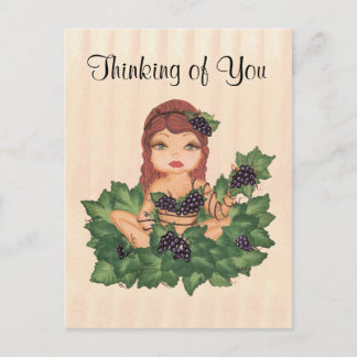 Quantum Cutie Grape Vine Girl Thinking of You Briefkaart