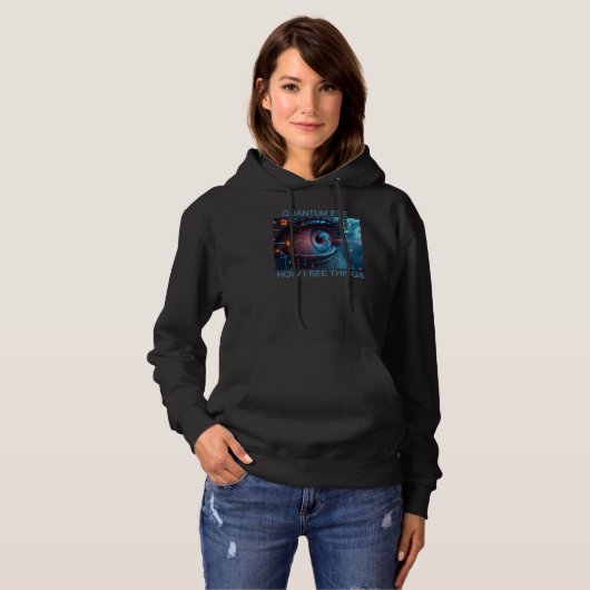 Quantum Eye dingen vrouwen zwarte hoodie (Voorkant volledig)