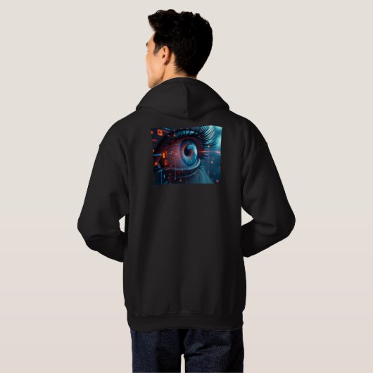 Quantum Eye heren zwarte hoodie achterkant (Achterkant volledig)