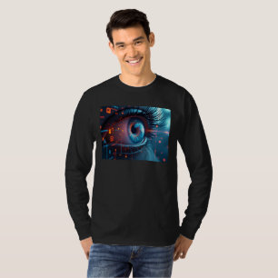 Quantum Eye mannen lange mouwen zwart T-shirt