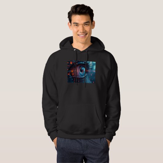 Quantum Eye mannen zwart hooded sweatshirt (Voorkant volledig)