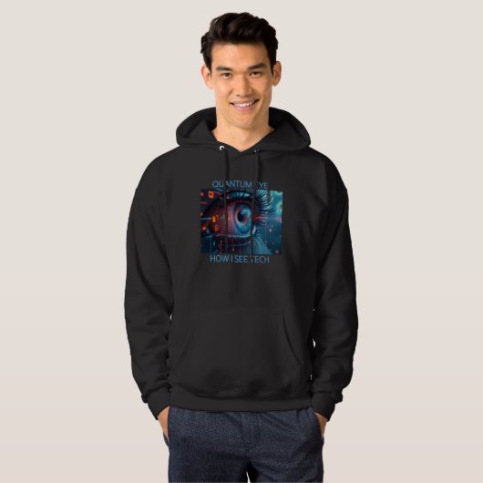 Quantum Eye Tech mannen zwart hooded sweatshirt (Voorkant volledig)