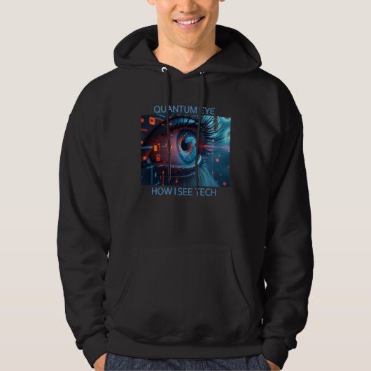 Quantum Eye Tech mannen zwart hooded sweatshirt (Voorkant)