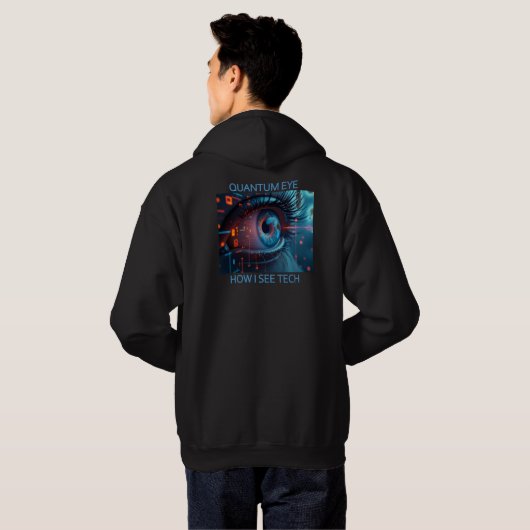 Quantum Eye Tech mannen zwart hooded sweatshirt te (Achterkant volledig)