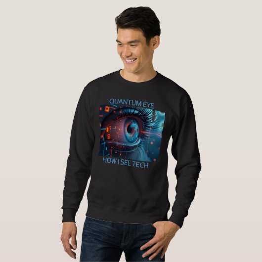 Quantum Eye tech mannen zwarte sweatshirt (Voorkant volledig)