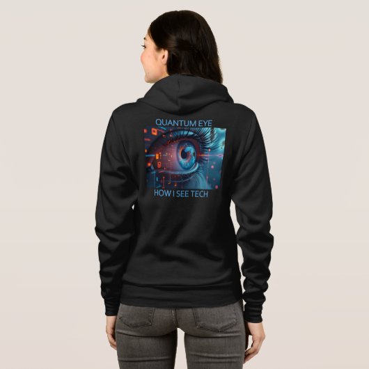 Quantum Eye tech vrouwen Bella zwarte hoodie (Achterkant volledig)