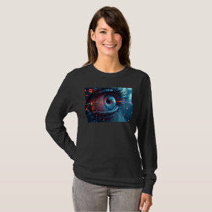 Quantum Eye vrouwen lange mouwen zwart T-shirt