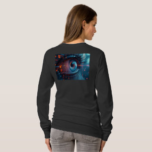 Quantum Eye vrouwen lange mouwen zwart T-shirt ter