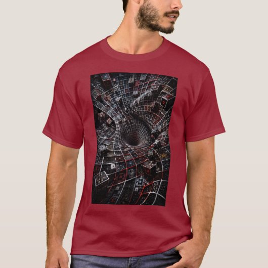 Quantum Grid 3D Illusie T-Shirt (Voorkant)