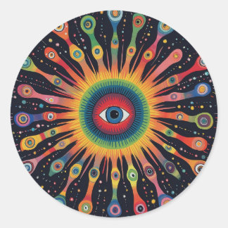 Quantum Helix Nebula Rainbow Black Azteekse volksk Ronde Sticker
