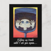 Quantum Kind in Wijnglas Denken over jou Briefkaart (Voorkant)