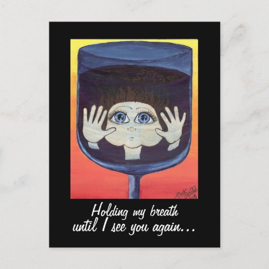 Quantum Kind in Wijnglas Denken over jou Briefkaart (Voorkant)