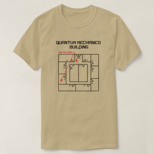 Quantum Mechanics Building T-shirt (Design voorkant)