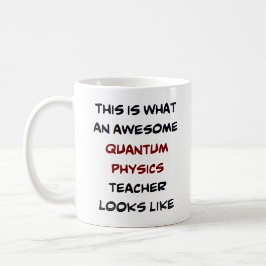 quantum physics leraar, geweldige koffiemok (Links)