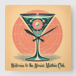 Quantum Verstrengeling Atomair Martini Club Cockta Vierkante Klok