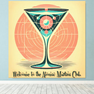 Quantum Verstrengeling Atomic Martini Club Cocktai Canvas Afdruk