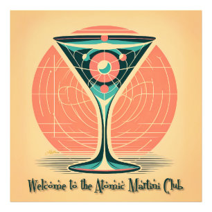 Quantum Verstrengeling Atomic Martini Club Cocktai Foto Afdruk