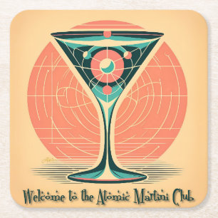 Quantum Verstrengeling Atomic Martini Club Cocktai Kartonnen Onderzetters