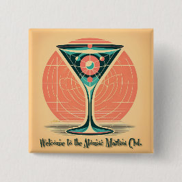 Quantum Verstrengeling Atomic Martini Club Cocktai Vierkante Button 5,1 Cm