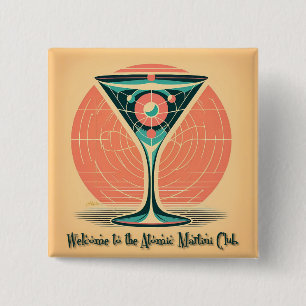 Quantum Verstrengeling Atomic Martini Club Cocktai Vierkante Button 5,1 Cm