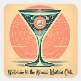 Quantum Verstrengeling Atomic Martini Club Cocktai Vierkante Sticker