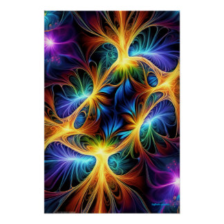 Quantum Winds: AI-veelkleurige fractal Perfect Poster