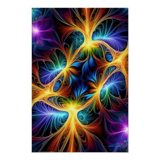 Quantum Winds: AI-veelkleurige fractal Perfect Poster (Voorkant)