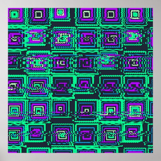 Quantumfysica Geometrisch Glitch Patroon  Poster (Voorkant)