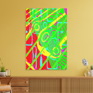 Quantumfysica Neon Kleuren Kinetische Schilderkuns Canvas Afdruk