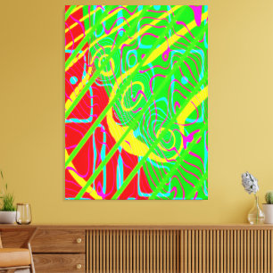 Quantumfysica Neon Kleuren Kinetische Schilderkuns Canvas Afdruk