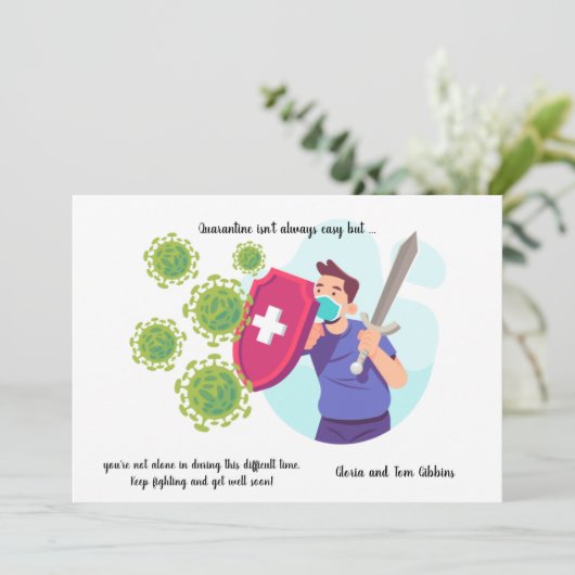 Quarantaine-aanmoediging Get Well Card Aankondiging (Staand voorkant)