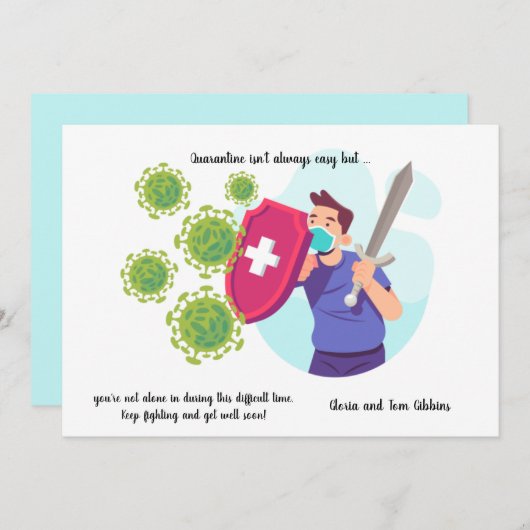 Quarantaine-aanmoediging Get Well Card Aankondiging (Voorkant / Achterkant)
