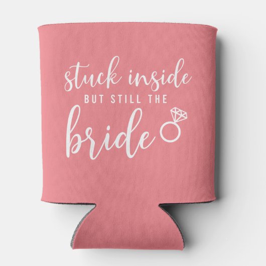 Quarantaine bruid roze bruiloft blikjeskoeler (Achterkant)
