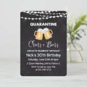 Quarantaine Cheers and Beers Chalkboard Birthday Kaart (Staand voorkant)