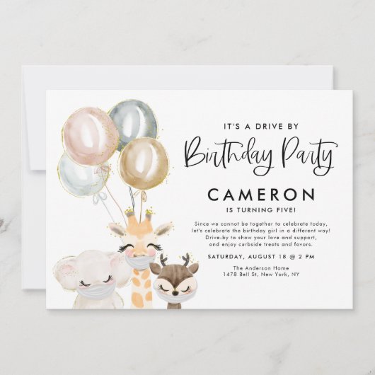 Quarantaine drive by Birthday party voor oerwouden Kaart (Voorkant)