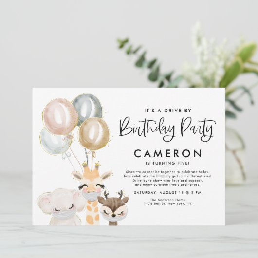 Quarantaine drive by Birthday party voor oerwouden Kaart (Staand voorkant)