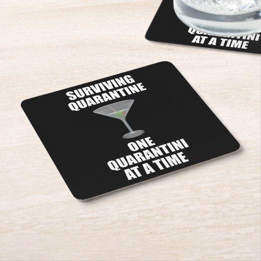 Quarantaine één Quarantini tegelijk overleven Kartonnen Onderzetters (Schuin)