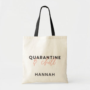 Quarantaine en chill moderne leuke typografie tote bag