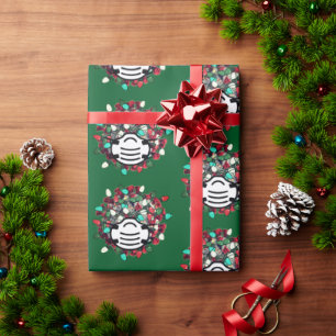 Quarantaine kerst gedecorbeerd Covid Pathogen Mask Cadeaupapier