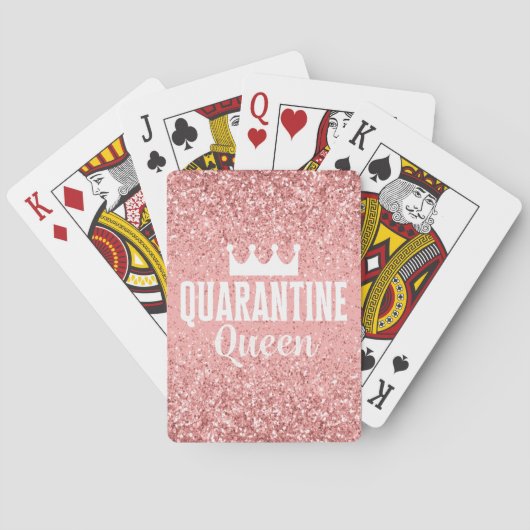Quarantaine Queen - roze glitter met kroon Pokerkaarten (Achterkant)