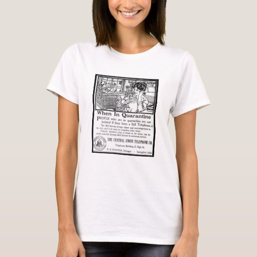  quarantaine telefoon advertentie grappig t-shirt (Voorkant)