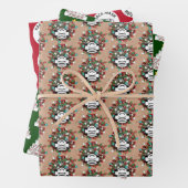 Quarantaine Trio COVID Pandemic Kerstset Gift Inpakpapier Vel (In situ)