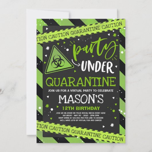 Quarantaine Verjaardagsfeest Uitnodiging Virtual Z (Voorkant)