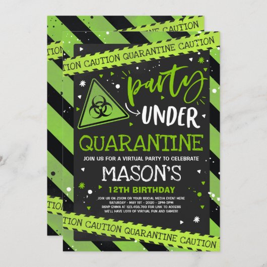 Quarantaine Verjaardagsfeest Uitnodiging Virtual Z (Voorkant / Achterkant)