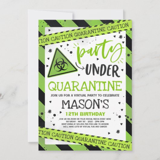 Quarantaine Verjaardagsfeest Uitnodiging Virtual Z (Voorkant)