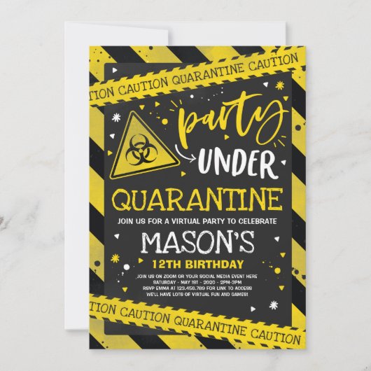 Quarantaine Verjaardagsfeest Uitnodiging Virtual Z (Voorkant)