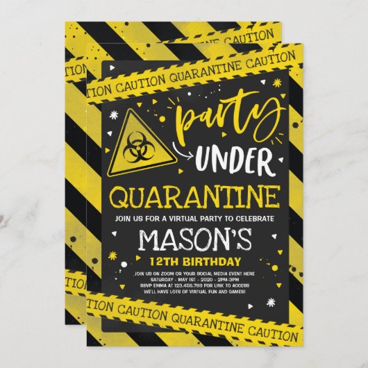 Quarantaine Verjaardagsfeest Uitnodiging Virtual Z (Voorkant / Achterkant)